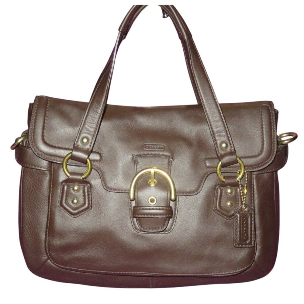 Coach 2013 Legacy Campbell Eva Brown Supple Leather Buckle Flap Crossbody Bag